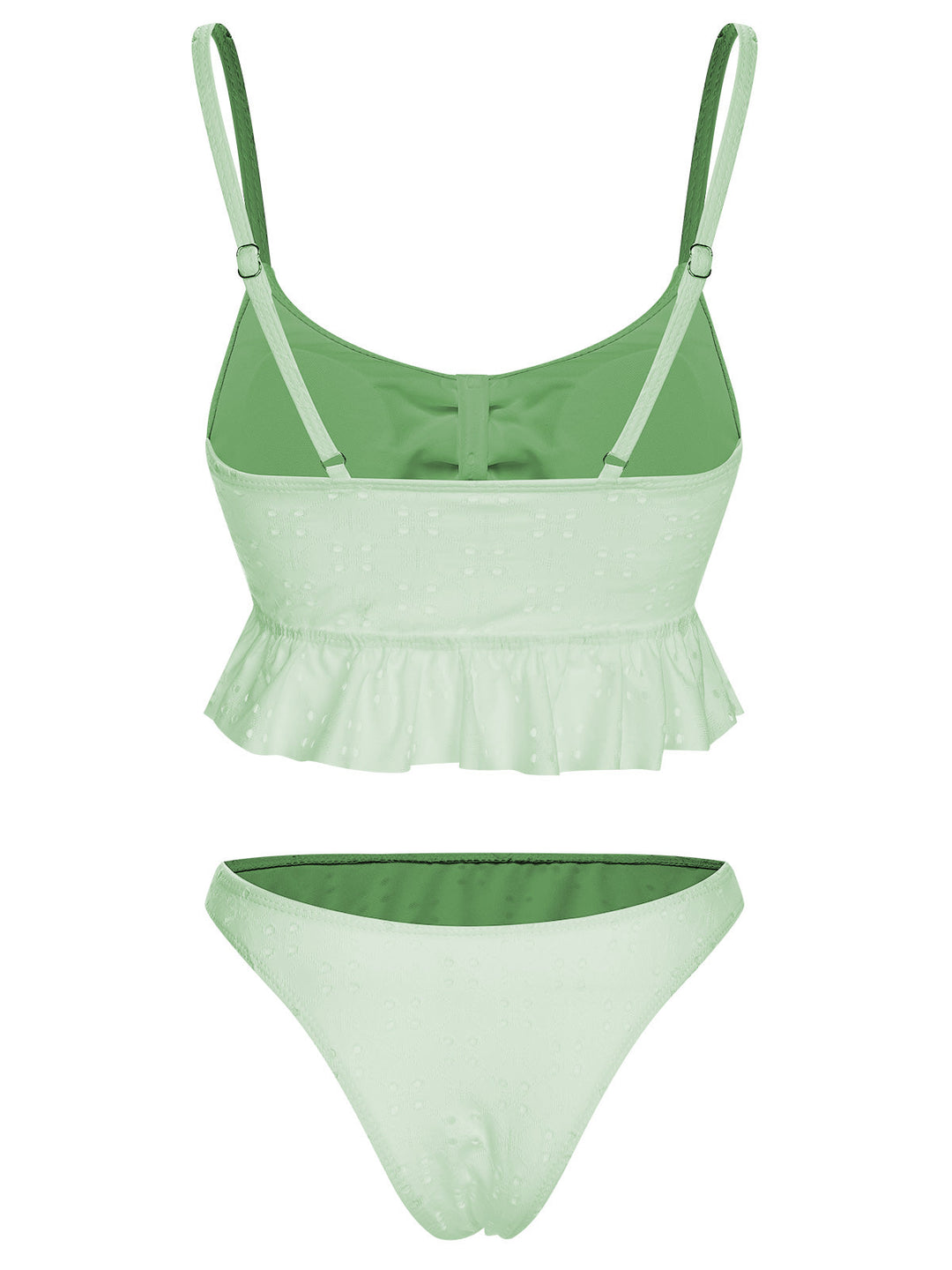1950s Spaghetti Strap Solid Ruffles Swimsuit &amp; Cover-Up