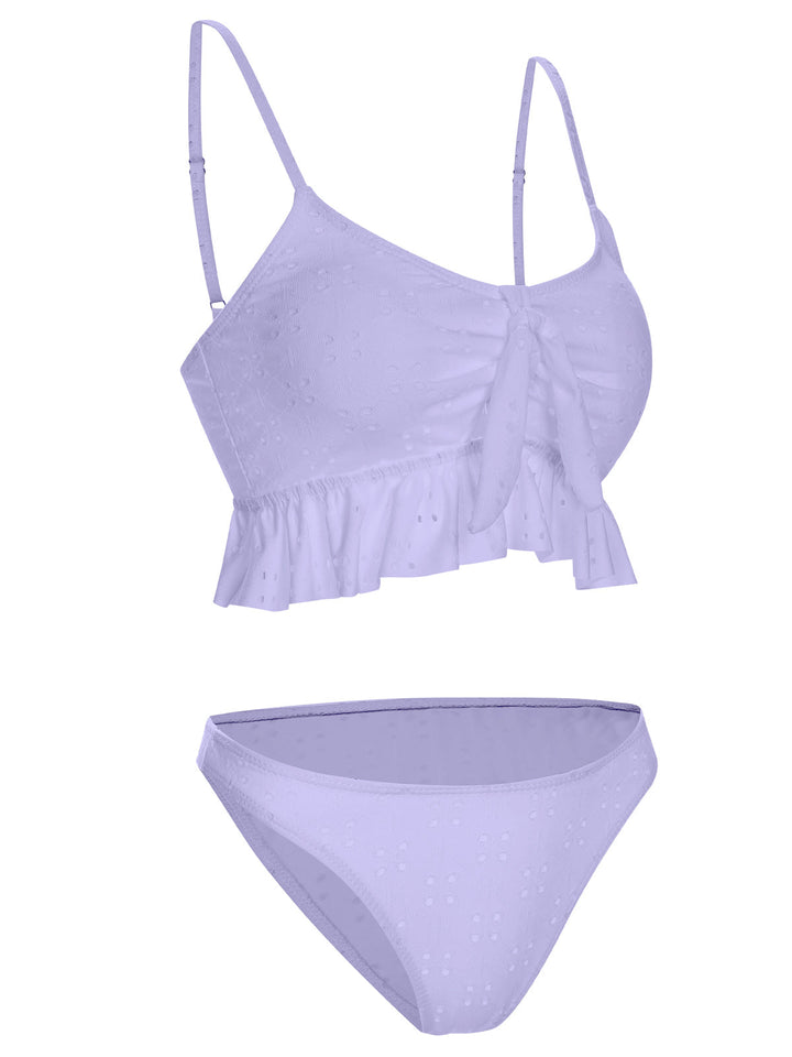 1950s Spaghetti Strap Solid Ruffles Swimsuit &amp; Cover-Up, vintage swimsuit, pin-up swimwear - perfect for women who love vintage and retro fashion