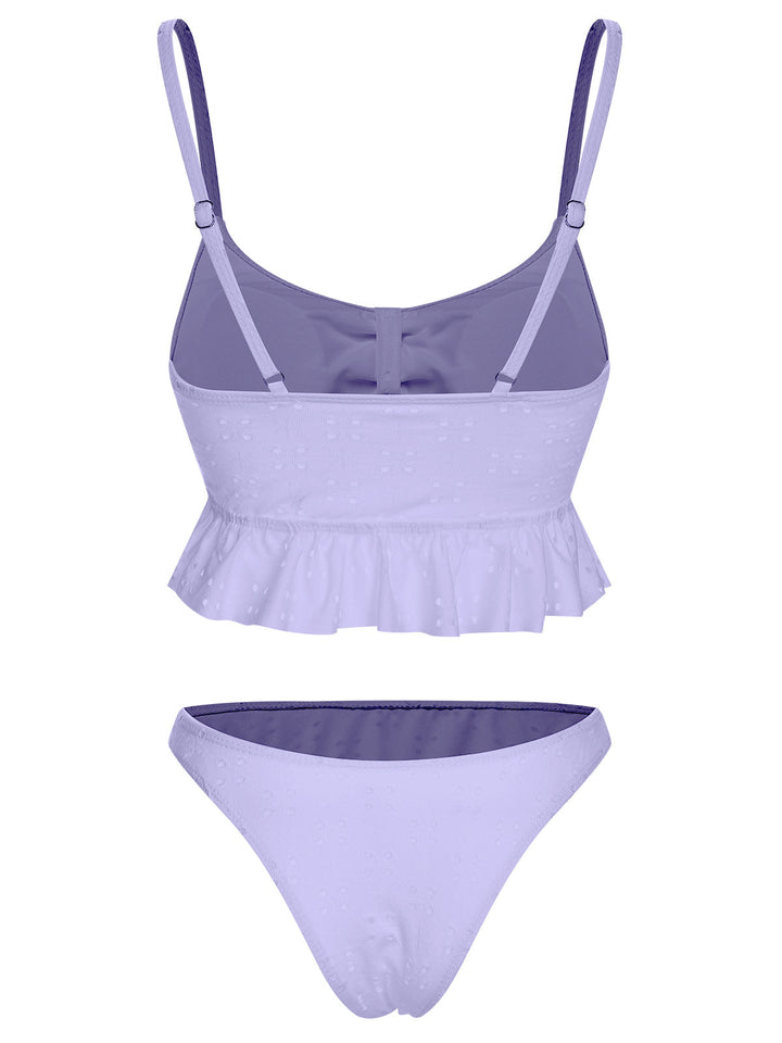 1950s Spaghetti Strap Solid Ruffles Swimsuit &amp; Cover-Up, vintage swimsuit, pin-up swimwear - perfect for women who love vintage and retro fashion