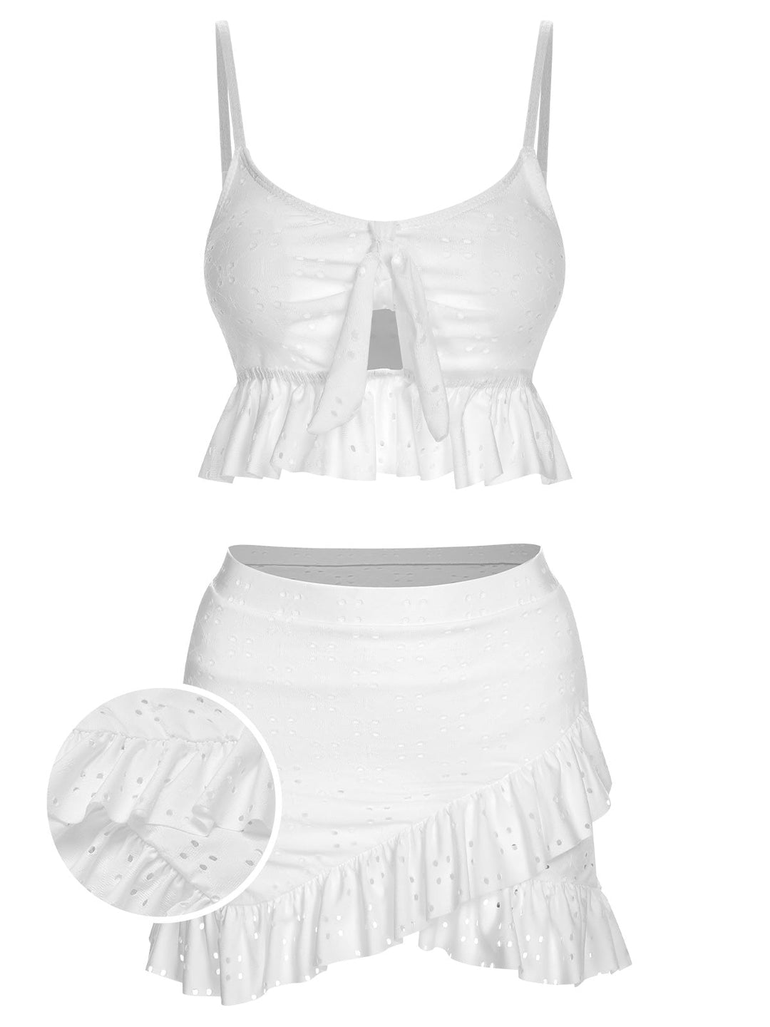 1950s Spaghetti Strap Solid Ruffles Swimsuit &amp; Cover-Up, vintage swimsuit, pin-up swimwear - perfect for women who love vintage and retro fashion