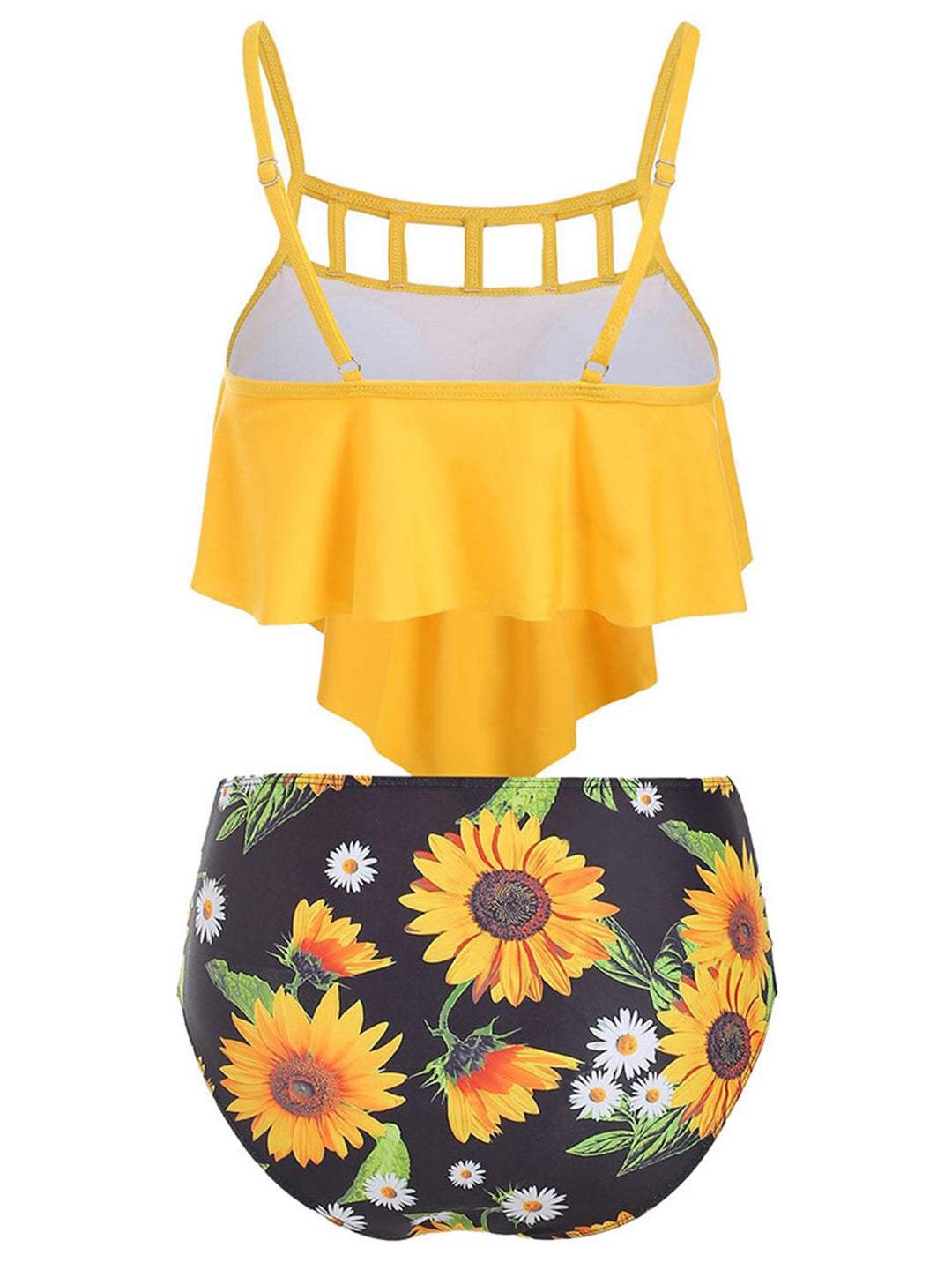 1950s Spaghetti Strap Sunflowers Tankini Set — vintage elegance for the modern woman