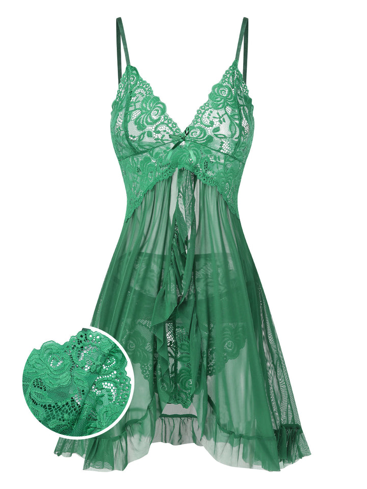 Spaghetti Straps Lace Sheer Nightdress — the kind of dress that makes strangers smile