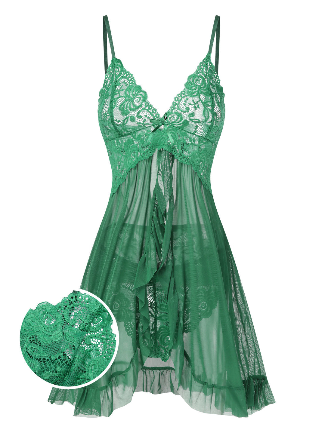 Spaghetti Straps Lace Sheer Nightdress — the kind of dress that makes strangers smile