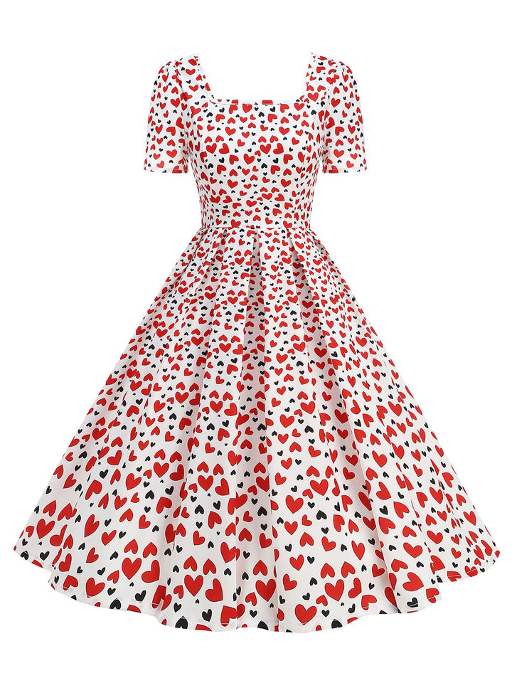1950s Square Neck Heart Dots Dress — the kind of 1950s dress that makes strangers smile