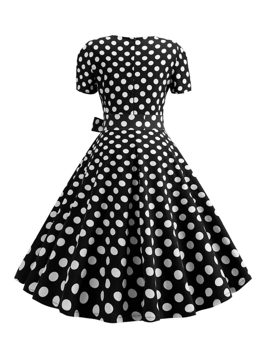She slips into this 1950s Square Neck Short Sleeves Dress and suddenly it&