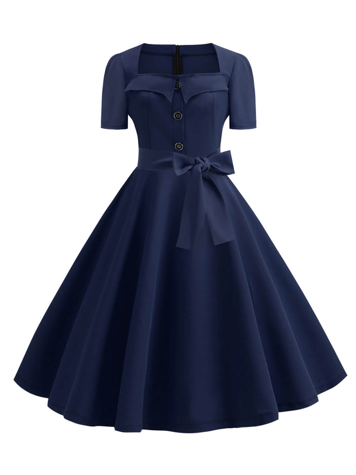 1950s Square Neck Short Sleeves Dress — the kind of 1950s dress that makes strangers smile
