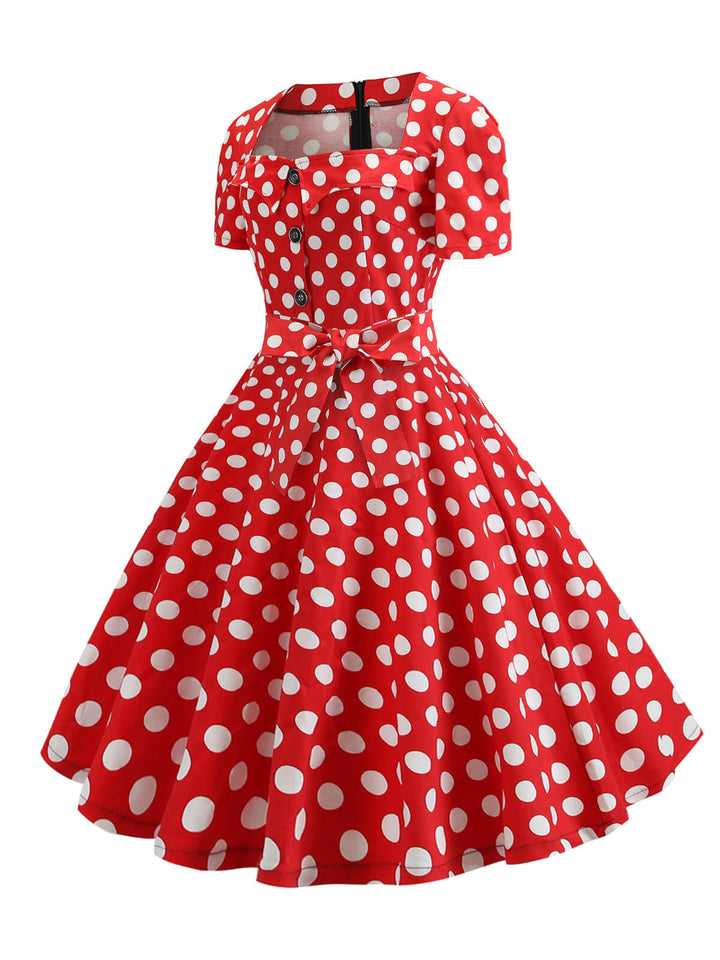 1950s Square Neck Short Sleeves Dress — the kind of 1950s dress that makes strangers smile