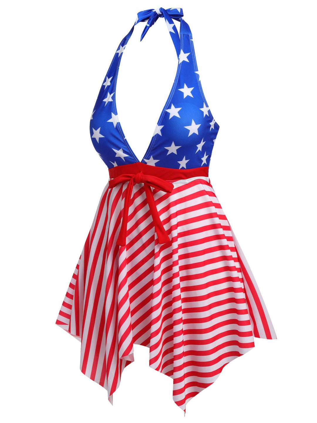 1950s Star Stripe Halter Swimsuit, vintage swimsuit, pin-up swimwear - perfect for women who love vintage and retro fashion