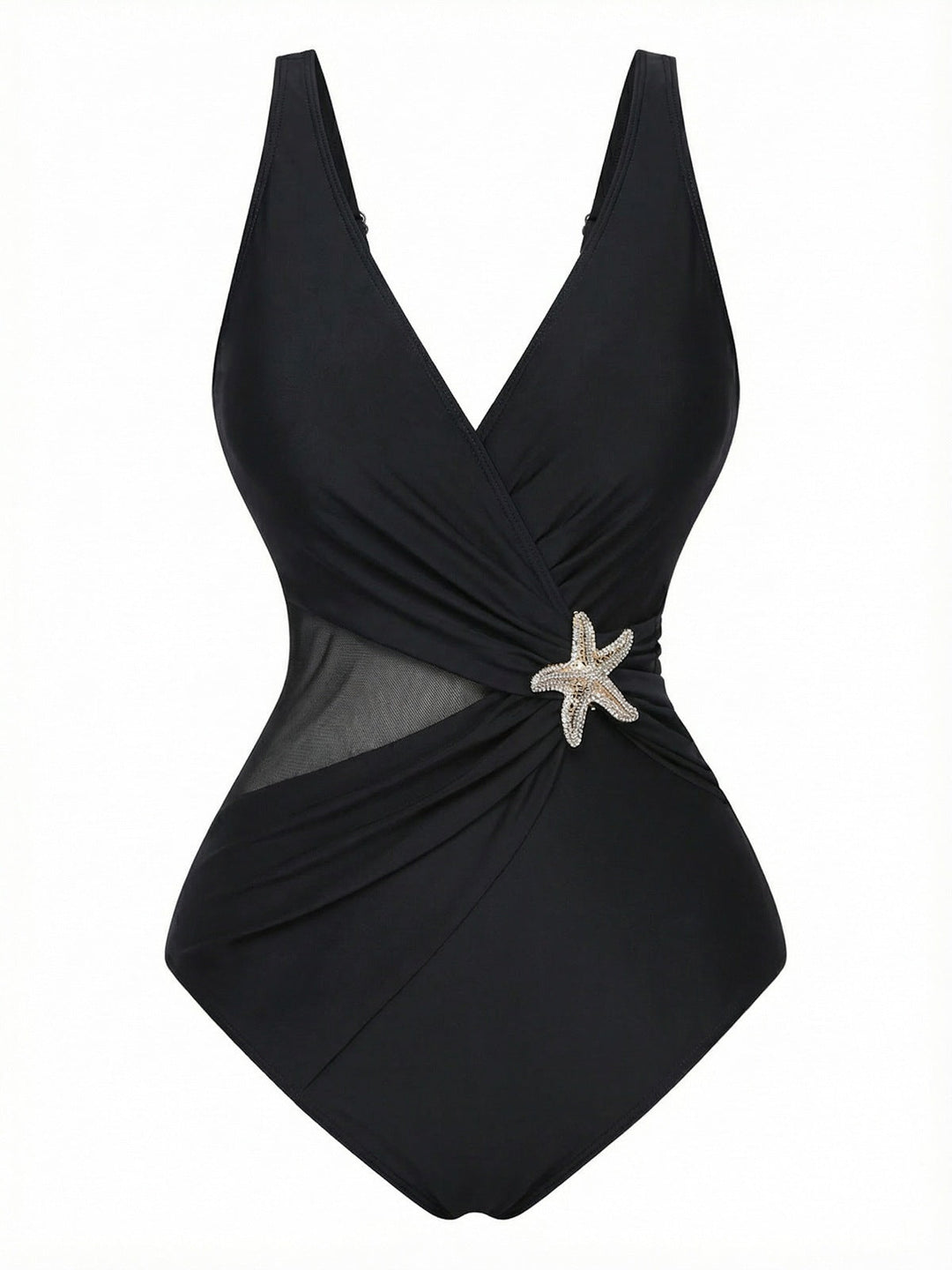1950s Starfish V-Neck Tummy Control One-Piece Swimsuit | vintage swimwear, retro swimsuit, pin-up style - perfect for retro fashion enthusiasts