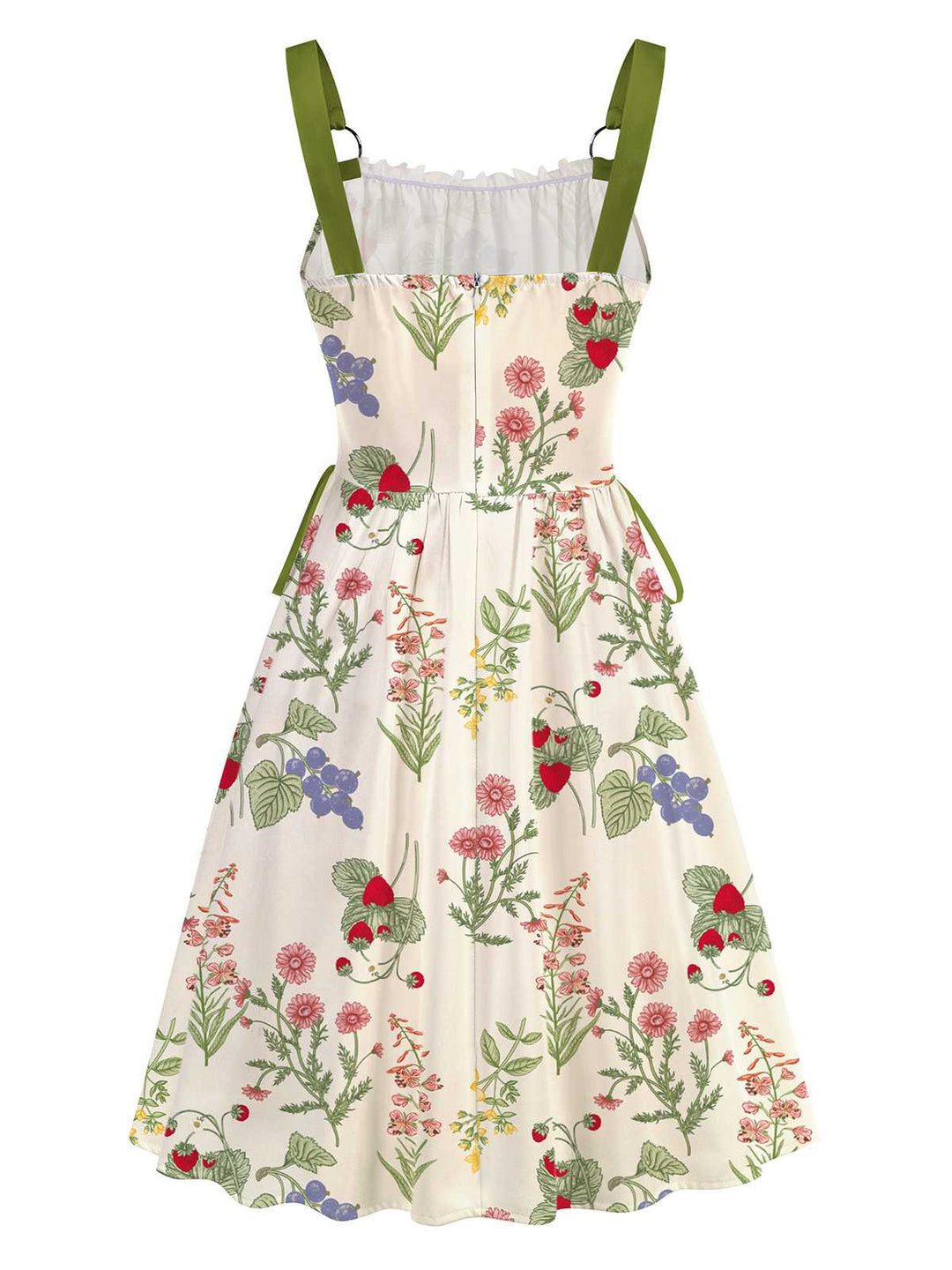 1950s Strap Floral Lace-Up Corset Dress - vintage dress, retro fashion, rockabilly
