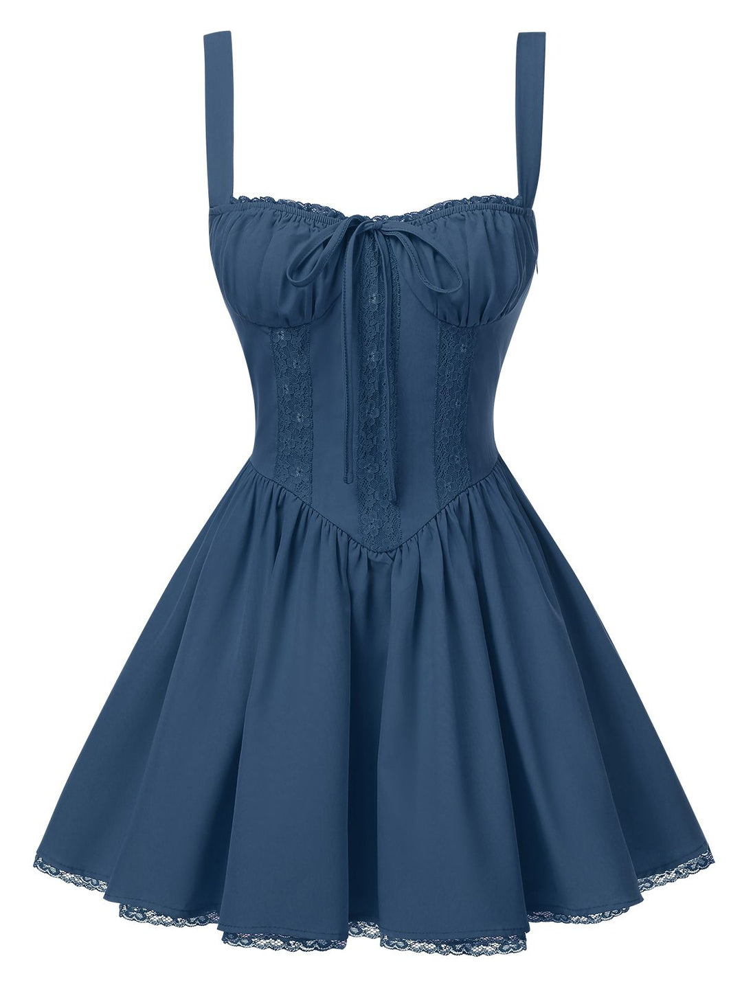 She slips into this 1950s Strap Lace-Up Corset Mini Dress and suddenly it&