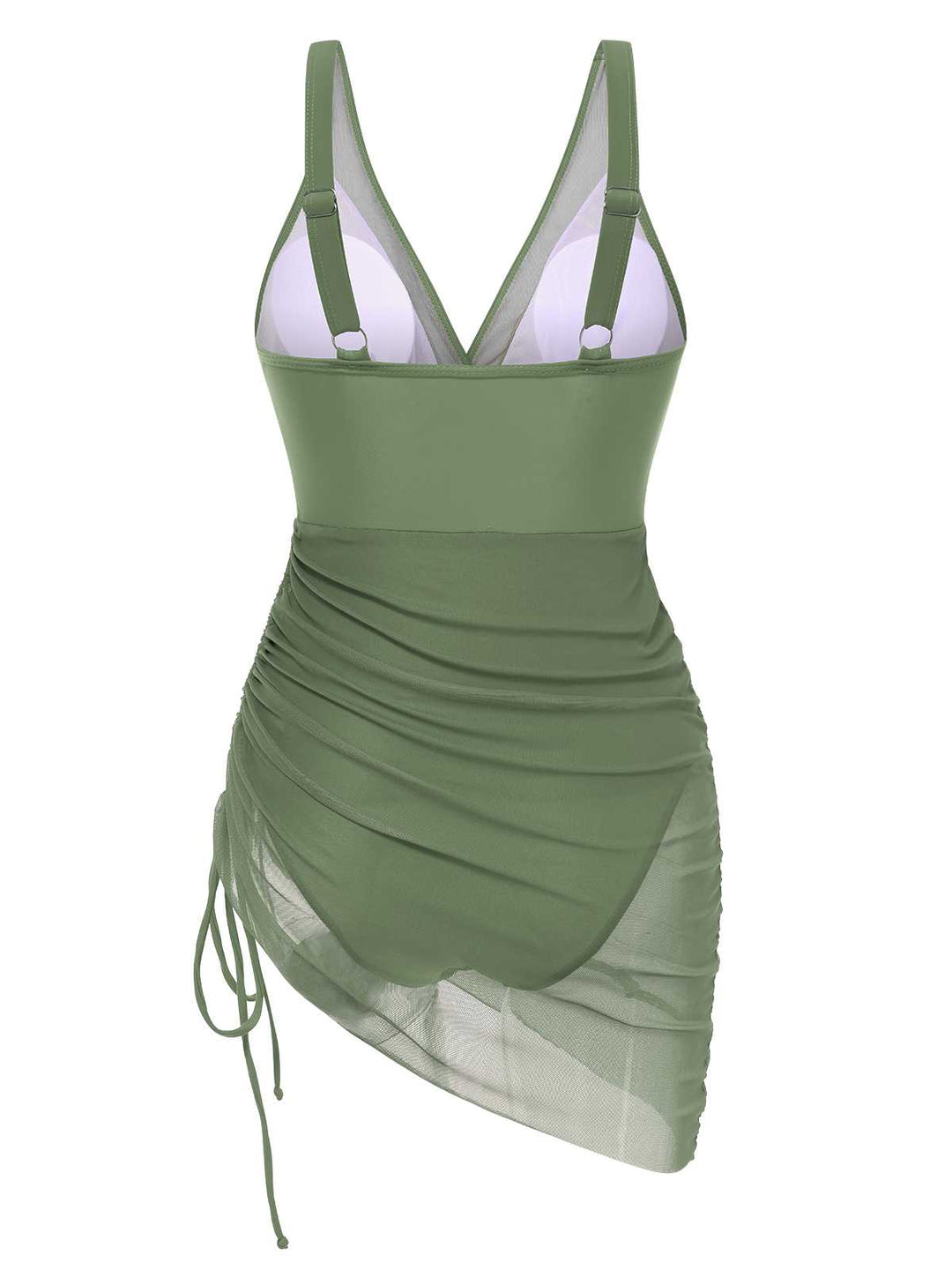 1950s Strap Sheer Mesh Solid One-Piece Swimsuit: 1950s Riviera elegance, reimagined for her