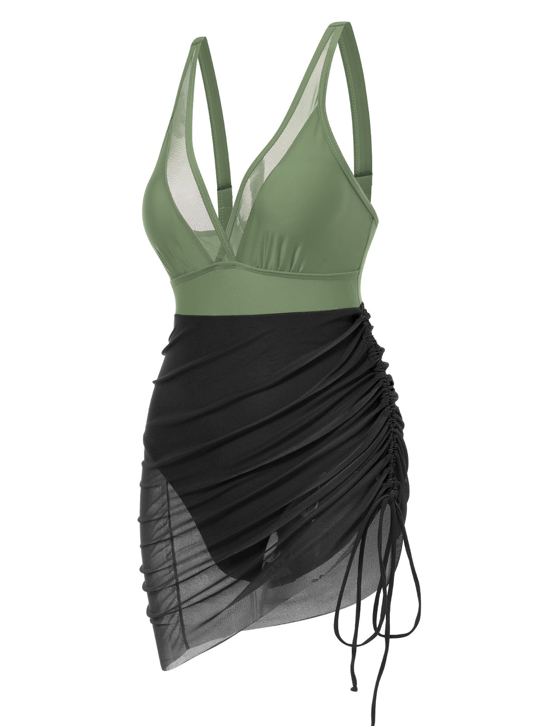 1950s Strap Sheer Mesh Solid One-Piece Swimsuit — because 1950s glamour never goes out of style