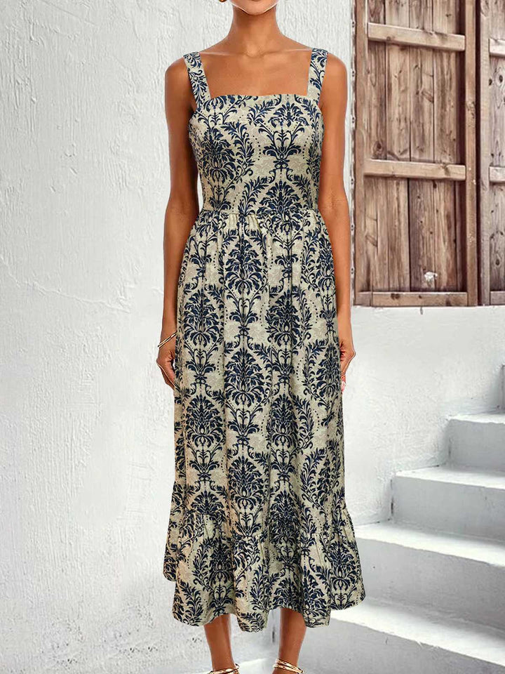 1950s Strap Square-Neck Tie-Back Floral Dress: where 1950s romance meets her modern spirit