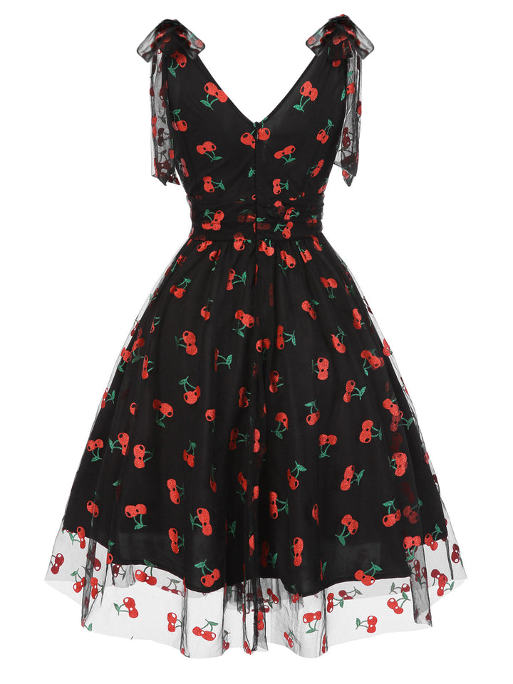 1950s Strawberry Mesh Swing Dress — vintage elegance for the modern woman