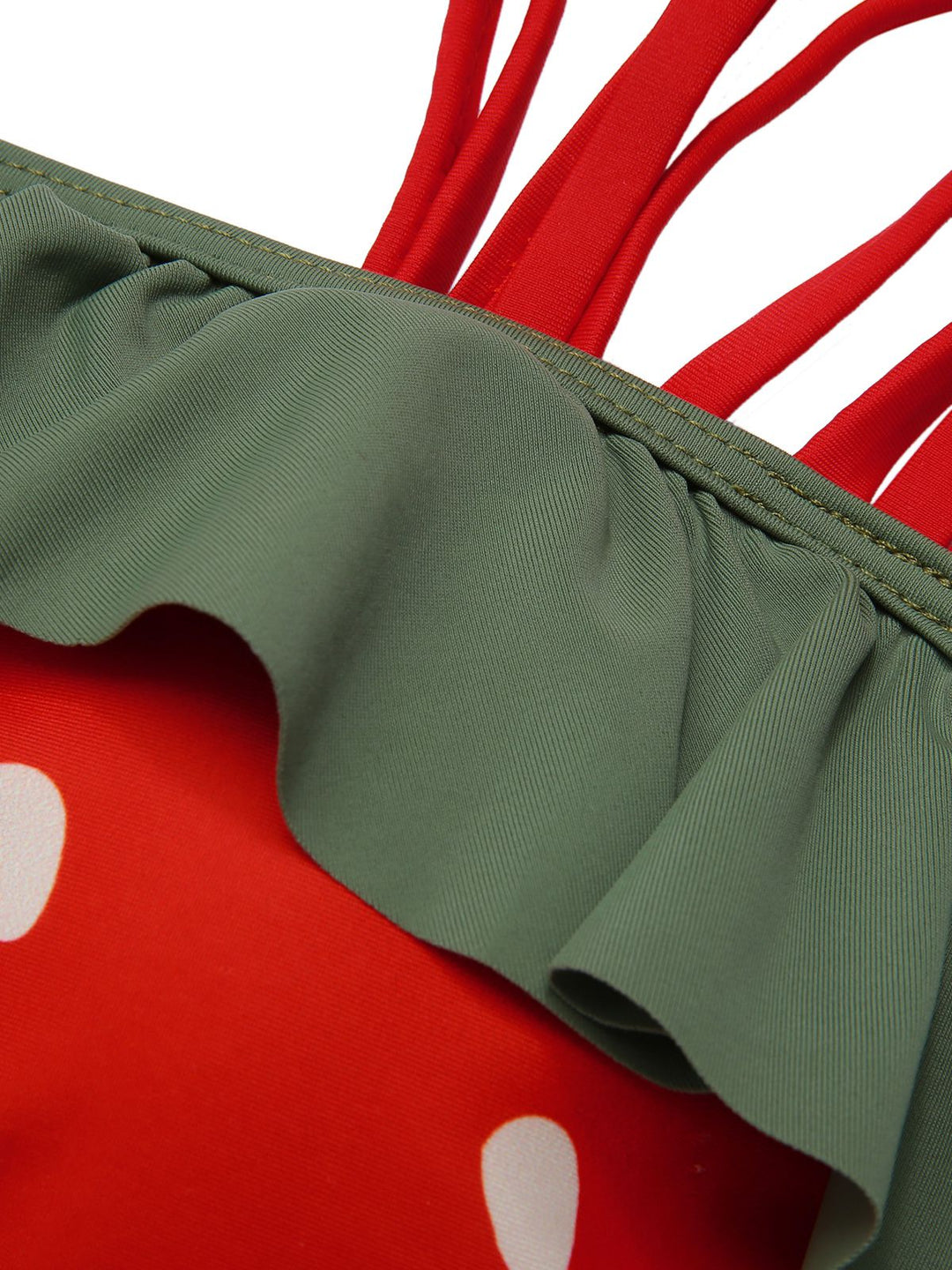 Strawberry Ruffle Strap Swimsuit - vintage swimwear, retro beach style for women