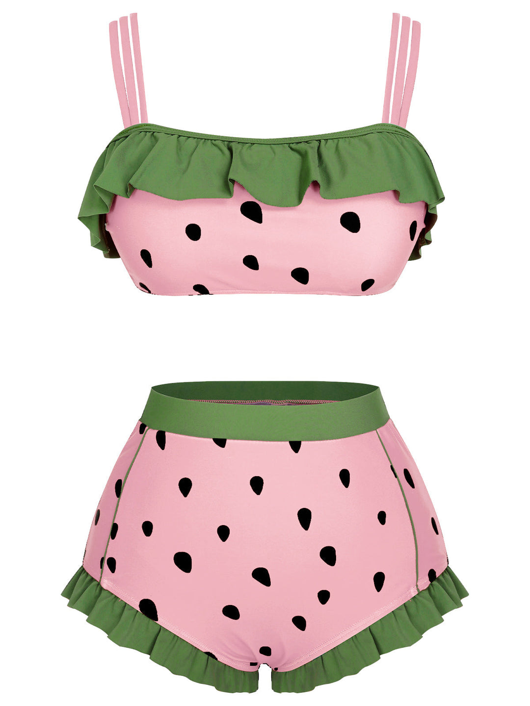 This Strawberry Ruffle Strap Swimsuit carries vacation dreams in every stitch