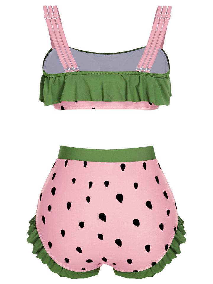 Strawberry Ruffle Strap Swimsuit — because glamour never goes out of style