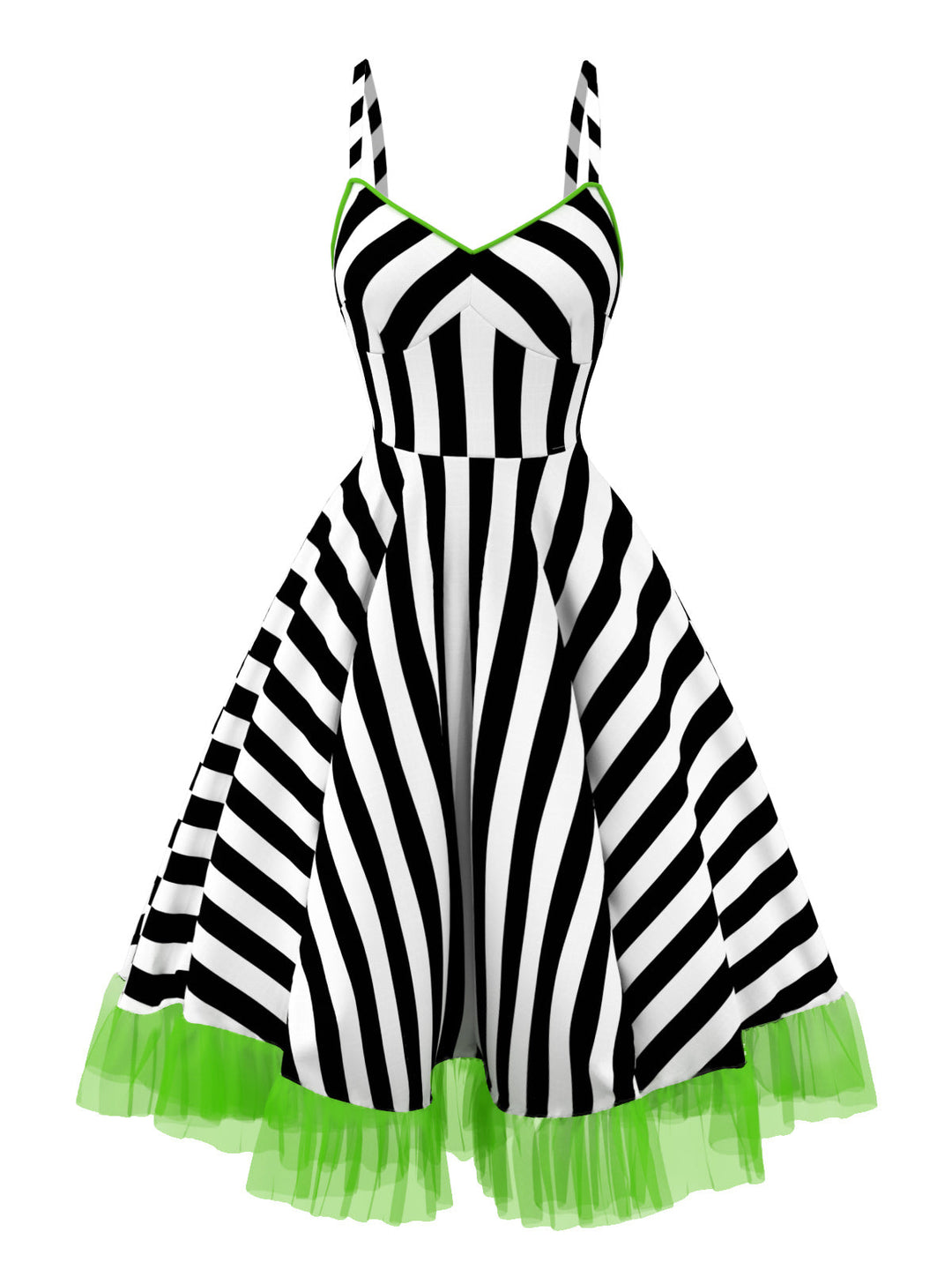 &amp; 1950s Striped Fluorescent Lace Dress: where 1950s romance meets her modern spirit
