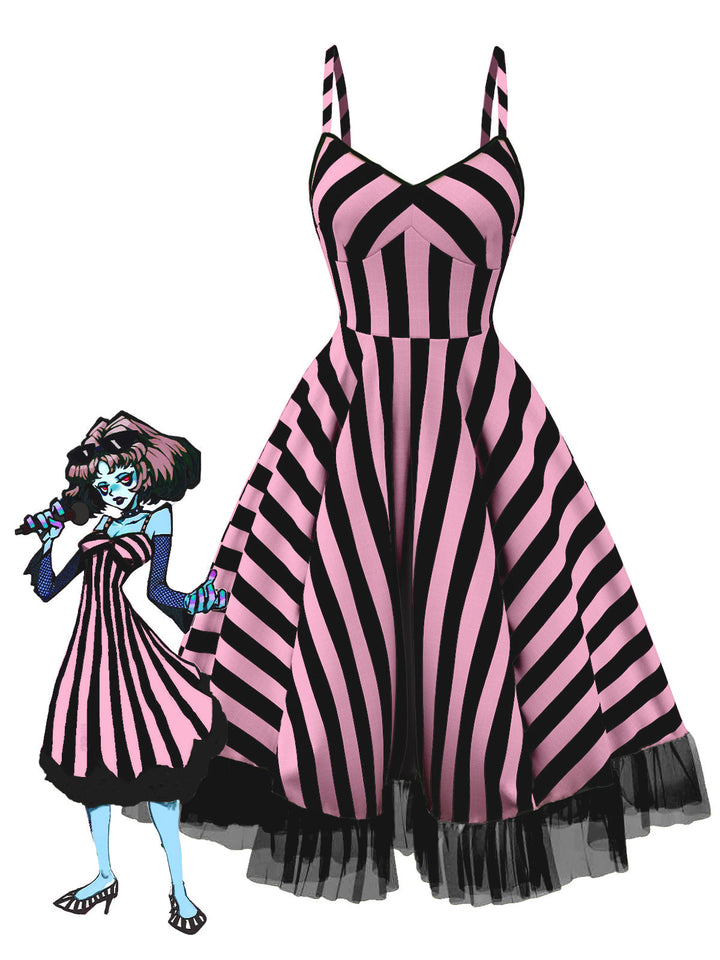 &amp; 1950s Striped Fluorescent Lace Dress — the kind of 1950s dress that makes strangers smile
