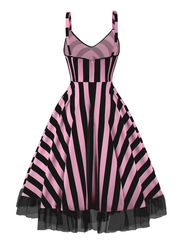 &amp; 1950s Striped Fluorescent Lace Dress — a 1950s silhouette that turns sidewalks into runways