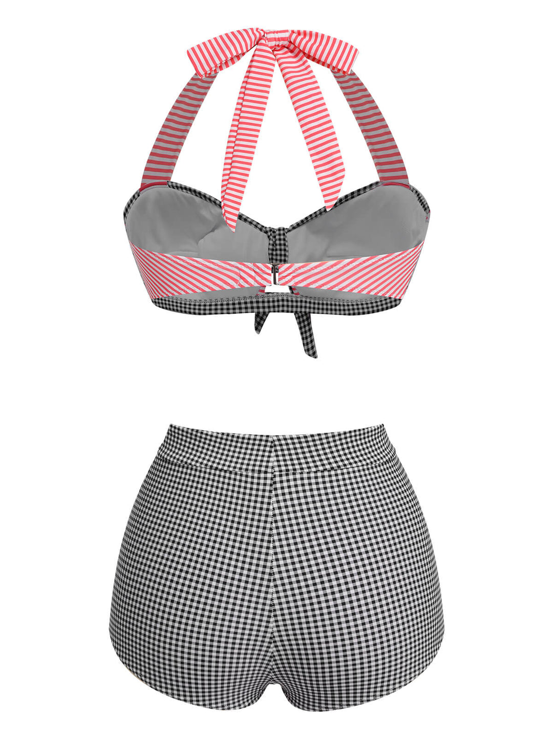 1950s Striped Patchwork Halter Swimsuit — 1950s poolside glamour meets sun-drenched confidence