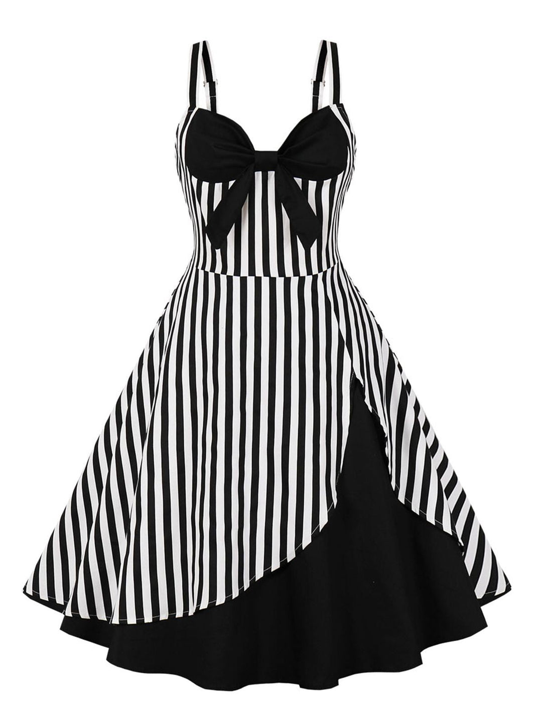 1950s Stripes Contrast Patchwork Strap Dress: timeless style reimagined