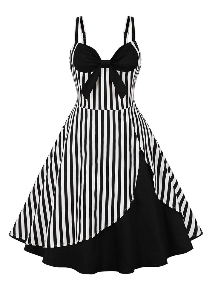 1950s Stripes Contrast Patchwork Strap Dress: timeless style reimagined