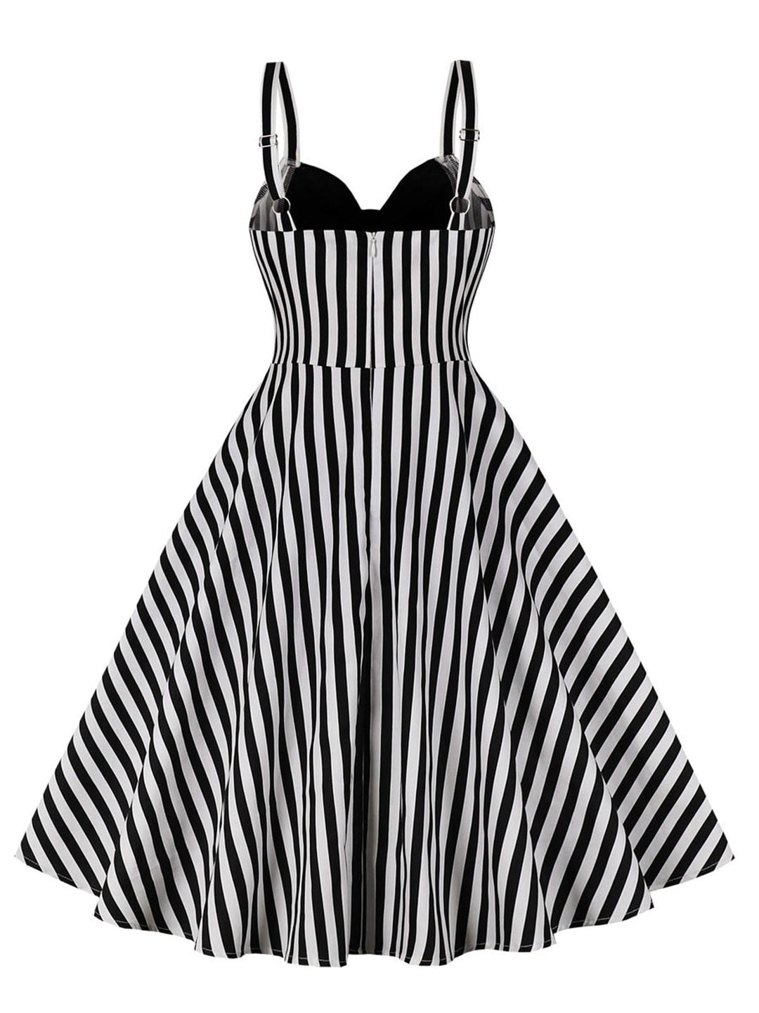 1950s Stripes Contrast Patchwork Strap Dress — vintage elegance for the modern woman
