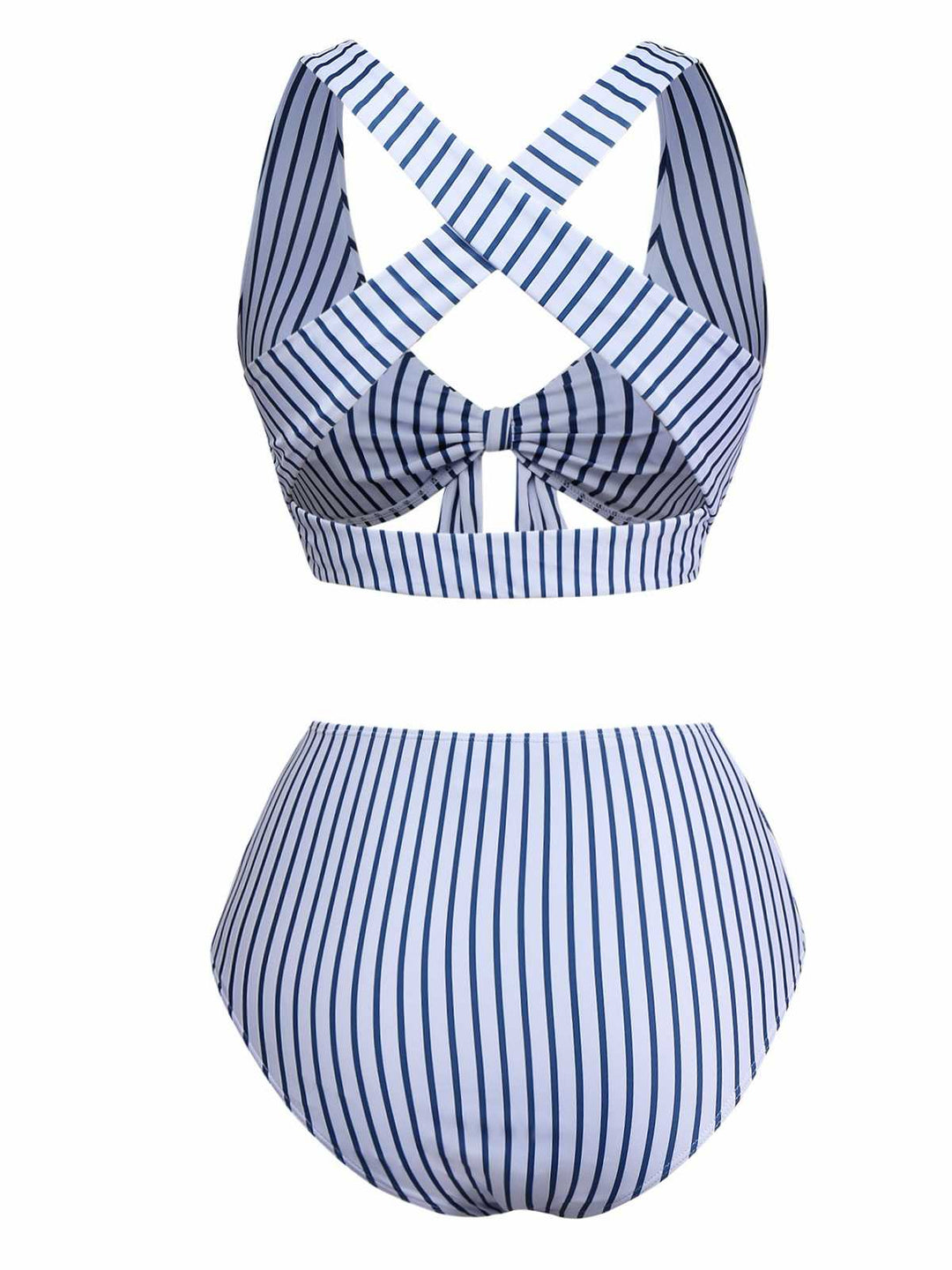 1950s Stripes Criss-Cross High-Waist Bikini Set - vintage fashion, retro style