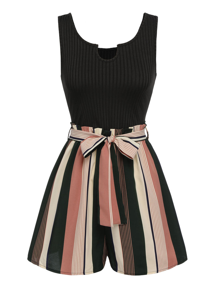 She adds this 1950s Stripes Knitted Belted Romper and suddenly it&