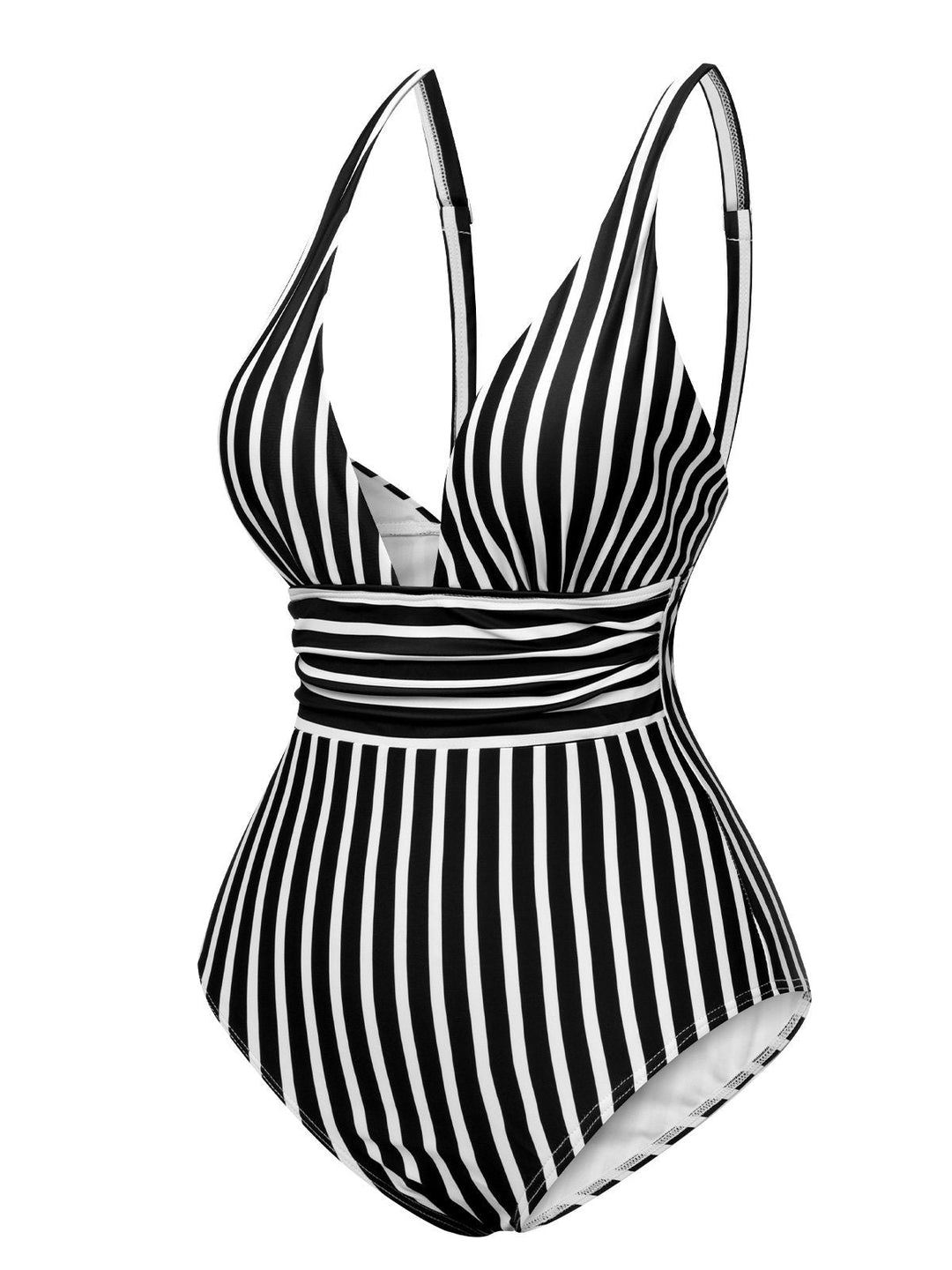 1950s Stripes Spaghetti Strap One-Piece Swimsuit — 1950s poolside glamour meets sun-drenched confidence