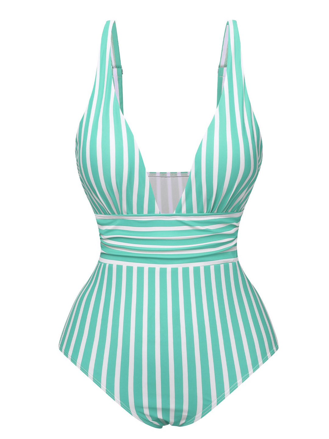 1950s Stripes Spaghetti Strap One-Piece Swimsuit, vintage swimsuit, pin-up swimwear - perfect for women who love vintage and retro fashion
