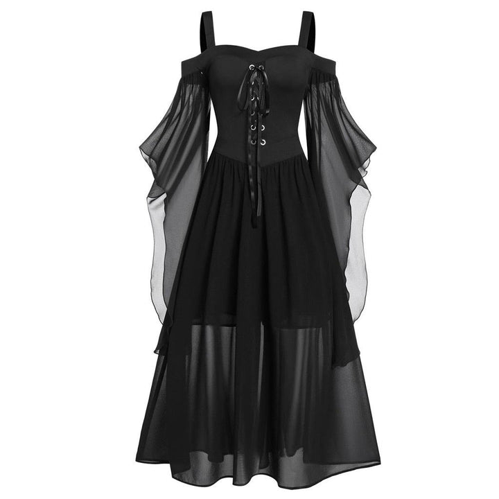 1950s Suspender Contrast Color Chiffon Strap Dress — vintage elegance for the modern woman