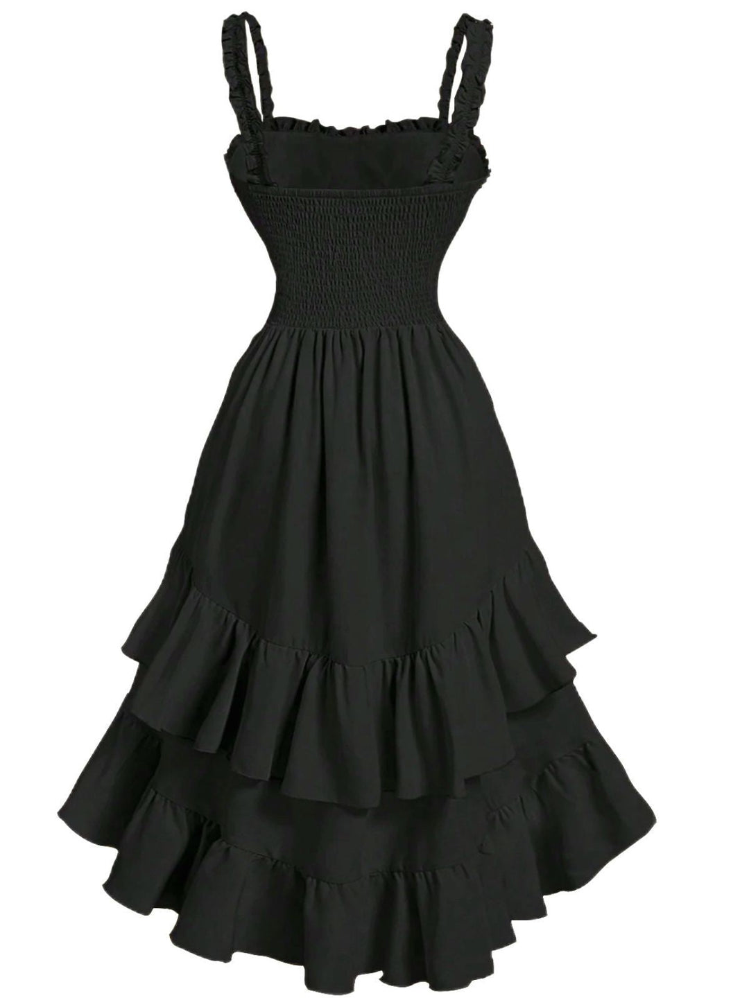 1950s Suspender Ruched Tiered Ruffle Hem Dress - vintage dress, retro fashion, rockabilly