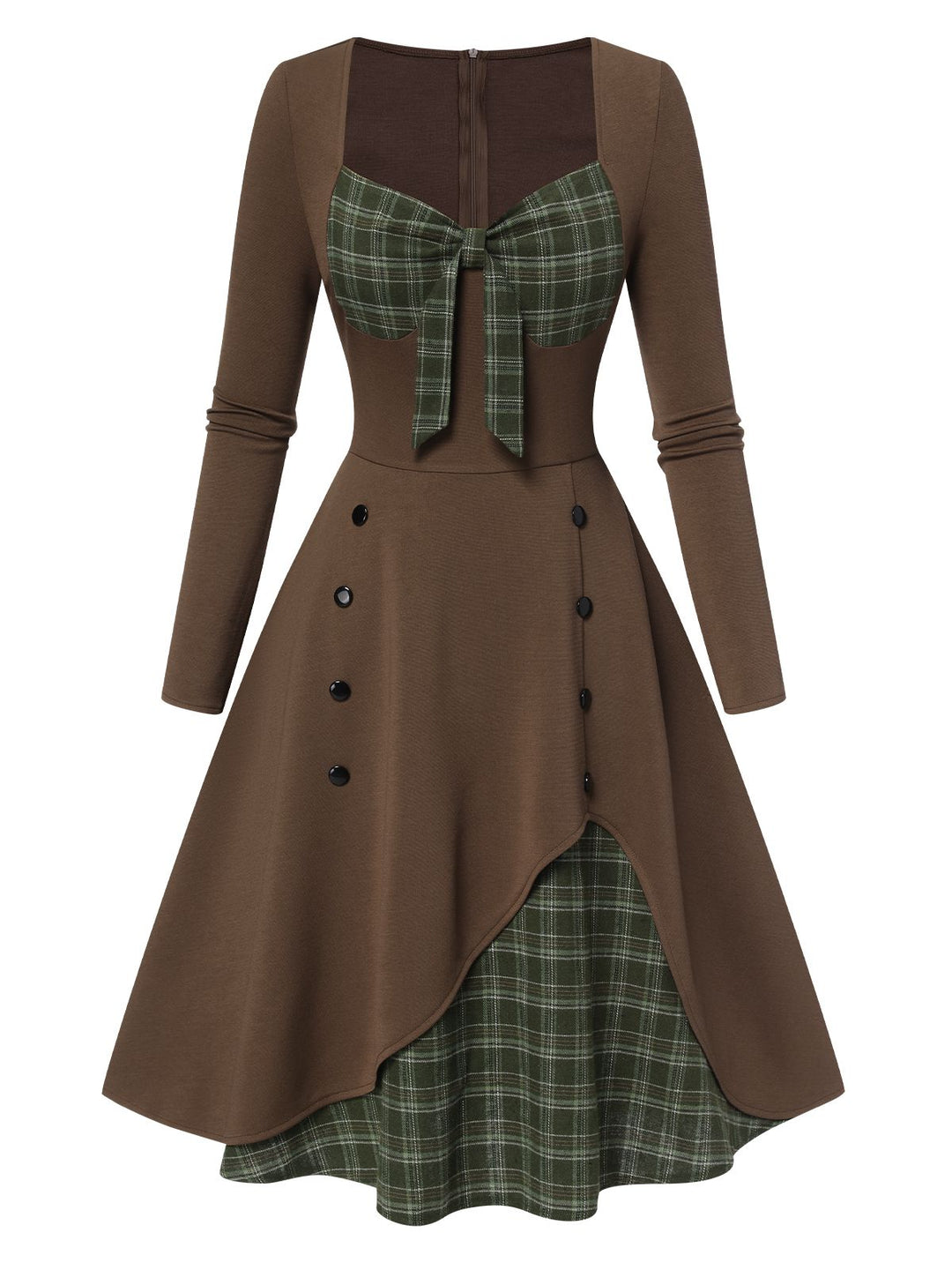 1950s Sweetheart Plaid Patchwork Dress, classic 1950s style elegant fashion - Image 21