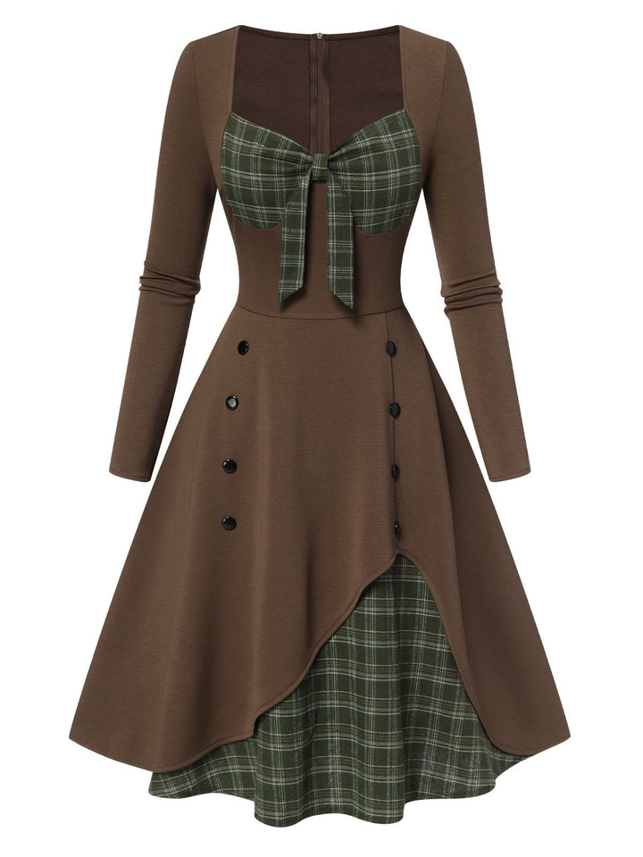 1950s Sweetheart Plaid Patchwork Dress, classic 1950s style elegant fashion - Image 21