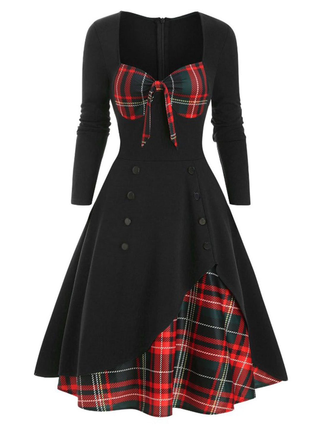 1950s Sweetheart Plaid Patchwork Dress — vintage elegance for the modern woman