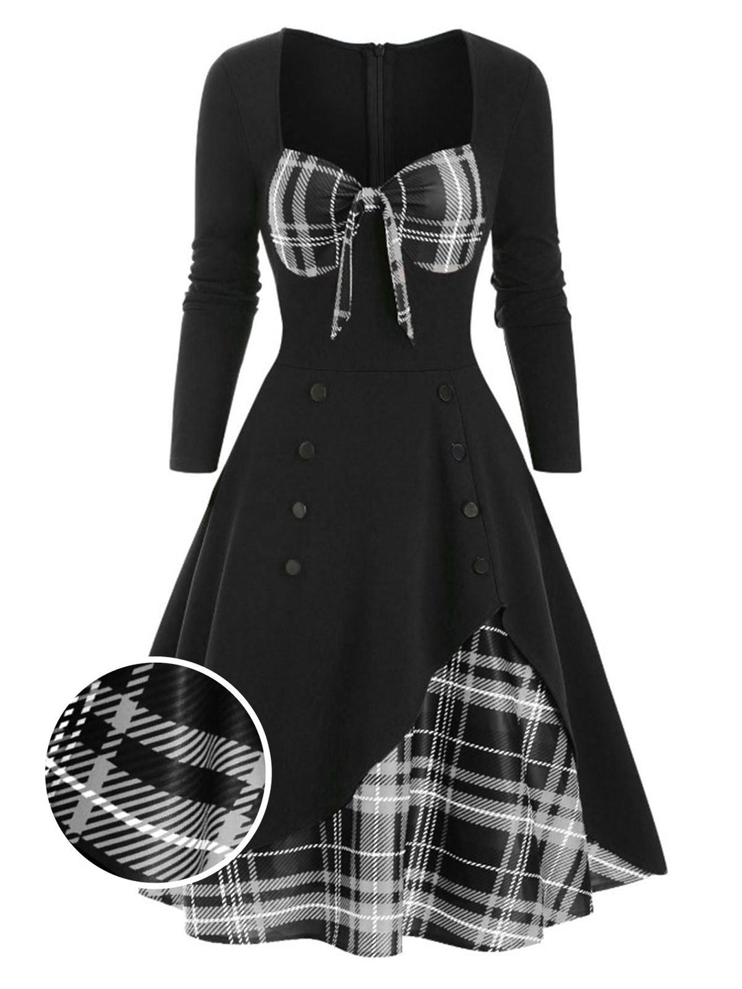 1950s Sweetheart Plaid Patchwork Dress — vintage elegance for the modern woman