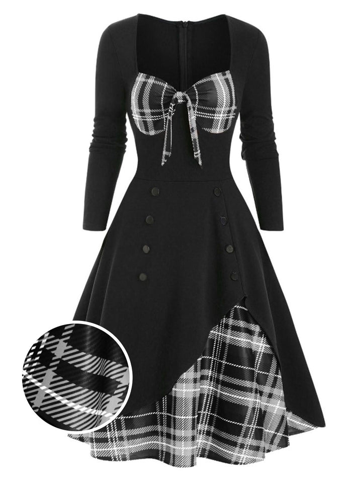 1950s Sweetheart Plaid Patchwork Dress — vintage elegance for the modern woman
