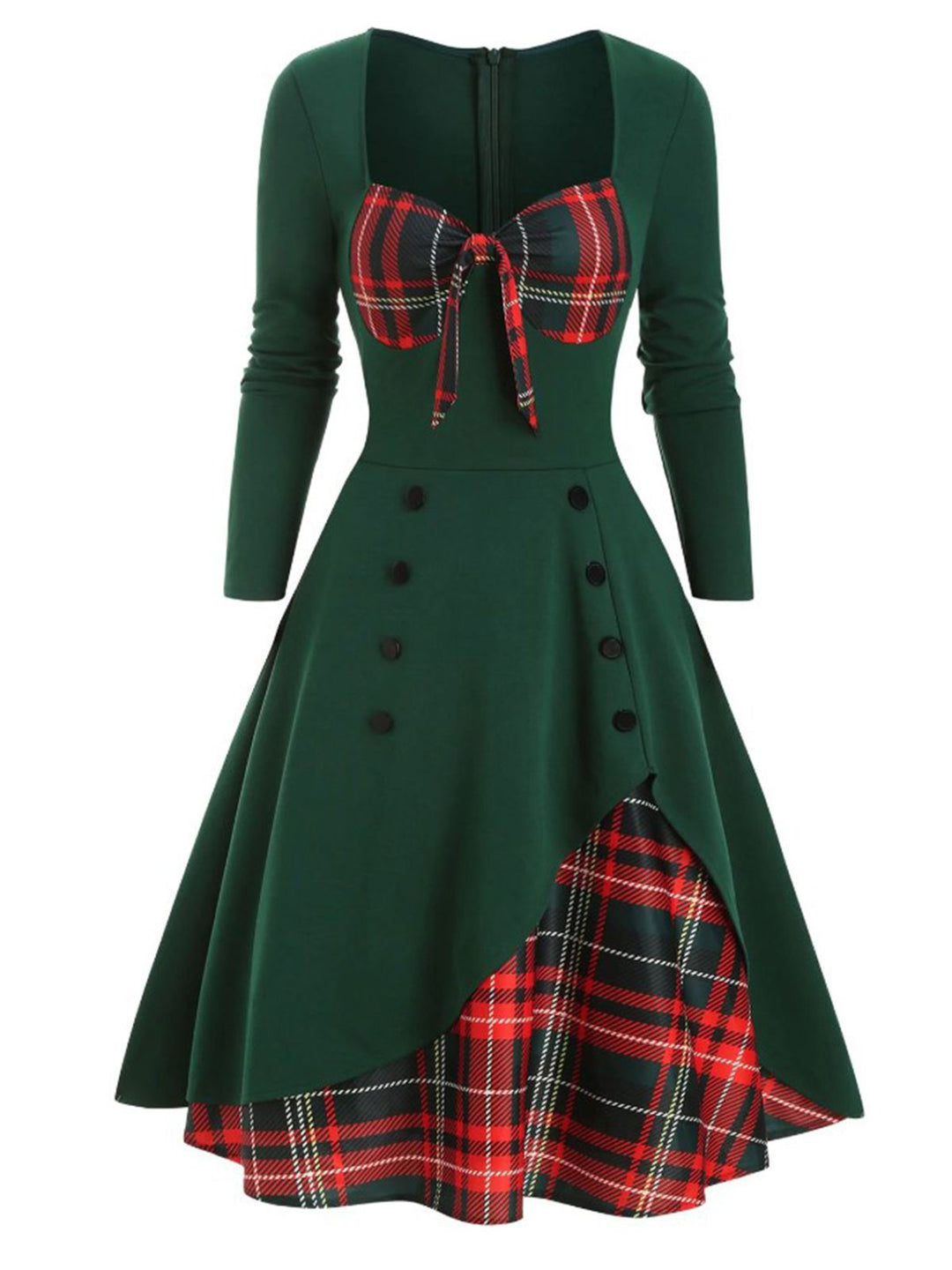 1950s Sweetheart Plaid Patchwork Dress — vintage elegance for the modern woman