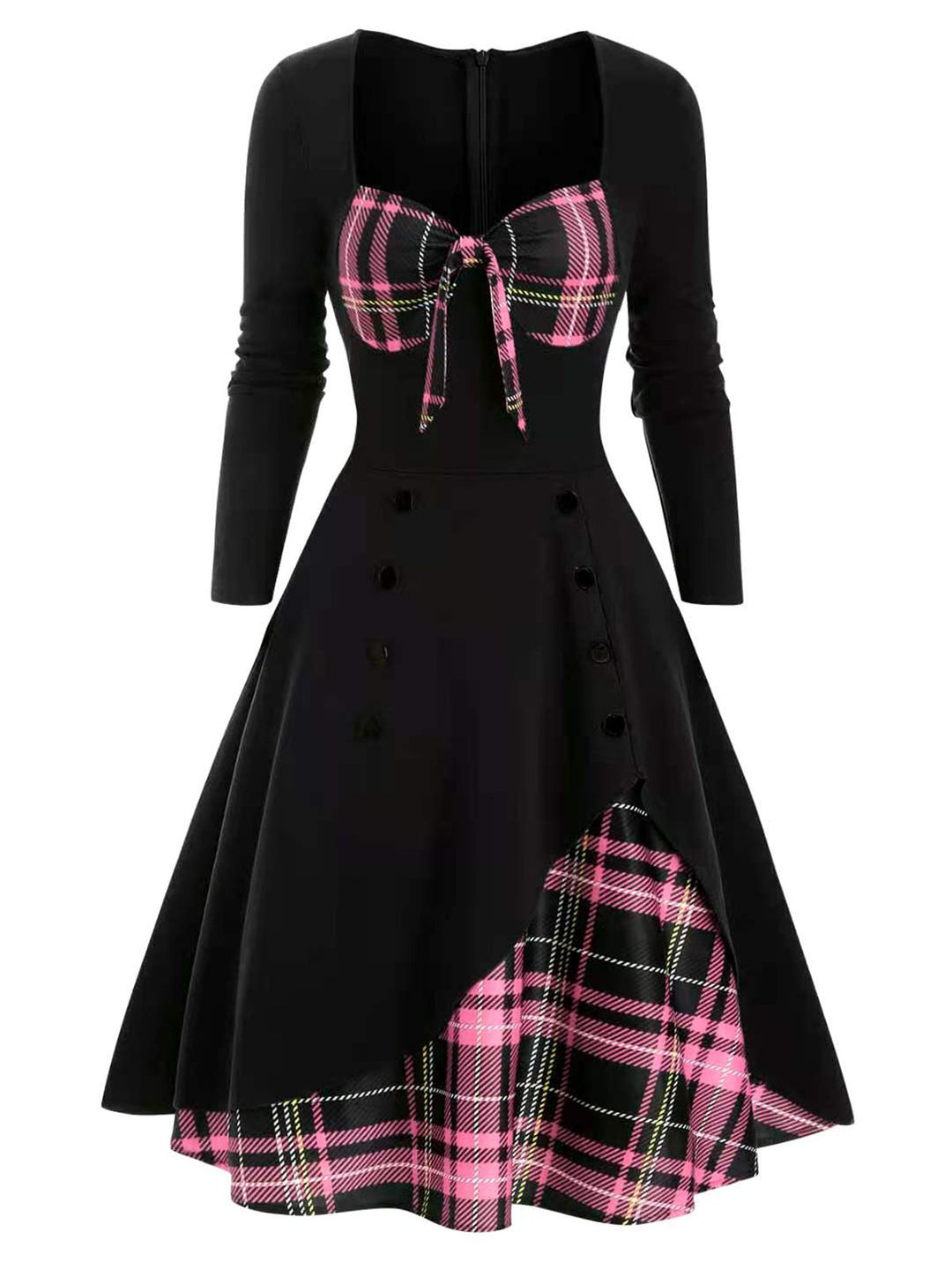 1950s Sweetheart Plaid Patchwork Dress: timeless style reimagined