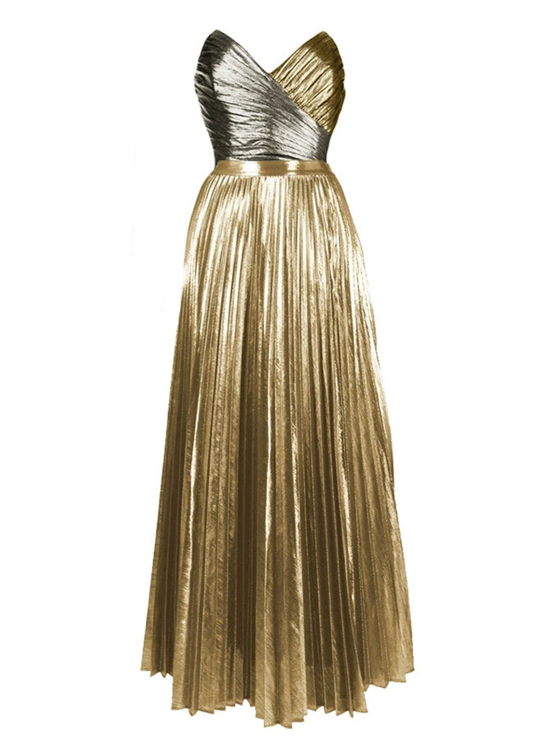 2PCS Gold 1950s Metallic One-Piece Swimsuit &amp; Pleated Cover-Up - vintage swimsuit, pin-up style, glamorous gold