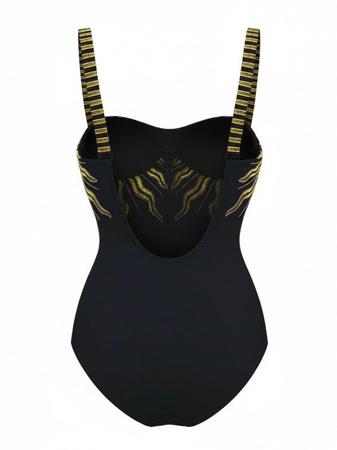 Black 1950s Sequined Sunflower Backless Swimsuit &amp; Cover-Up - vintage swimsuit, pin-up style, classic black