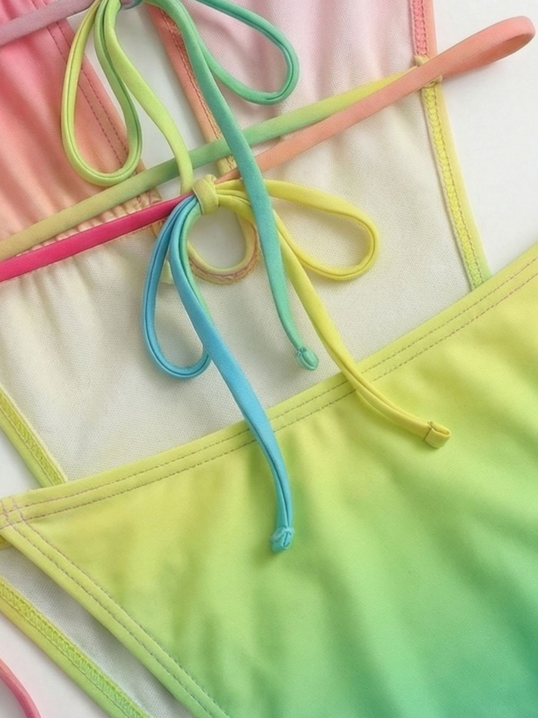 Multicolor 1950s Ruched Gradient Beach One-Piece Swimsuit - vintage swimsuit, pin-up style
