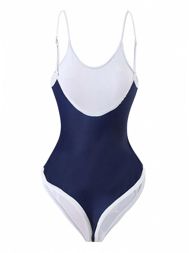 1950s Strap Stars Stripes Flag Print One-Piece Swimsuit - vintage swimsuit, pin-up style