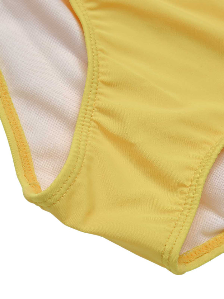 Yellow 1950s Spaghetti Strap Sunflower Plaids Swimsuit - vintage swimsuit, pin-up style