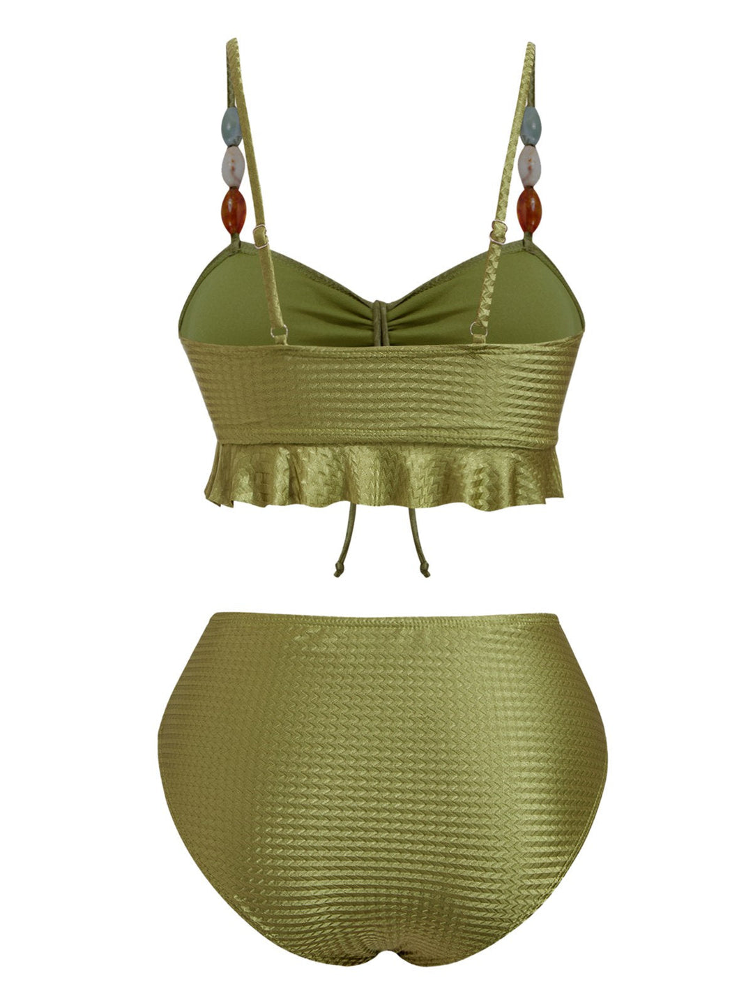 1950s Textured Fabric Colored Stones Bikini Set - vintage fashion, retro style, elegant red
