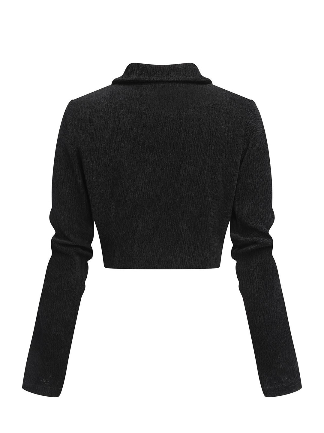 Black 1950s Textured Knitted Crop Jacket — vintage elegance for the modern woman