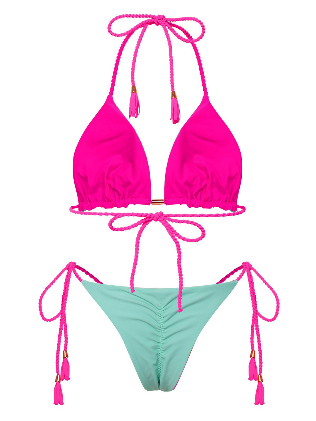 1950s Tie Back Backless Braided Bikini Set, vintage swimsuit, pin-up swimwear - perfect for women who love vintage and retro fashion